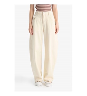 Defacto Baggy Fit Normal Bel Gabardin Pantolon Ekru Kadın Pantolon F8204AX/ER98
