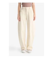 Defacto Baggy Fit Normal Bel Gabardin Pantolon Ekru Kadın Pantolon F8204AX/ER98