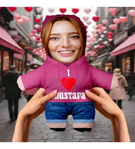 Motto Gift Erkek Kadın Minik Sevgilim Peluş Oyuncak Kişiye Özel Fotoğraflı Sevgiliye Hediye 531003 (Model 1)