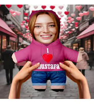 Motto Gift Erkek Kadın Minik Sevgilim Peluş Oyuncak Kişiye Özel Fotoğraflı Sevgiliye Hediye 531003 (Model 1)