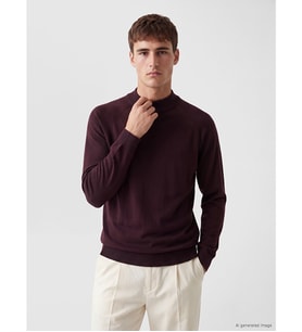 LC WAIKIKI Mürdüm Yarım Balıkçı Yaka Reglan Kol Erkek Triko Kazak
