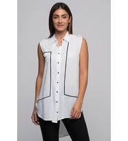 7361737 Ara Biyeli Apoletli Kolsuz Gömlek EKRU