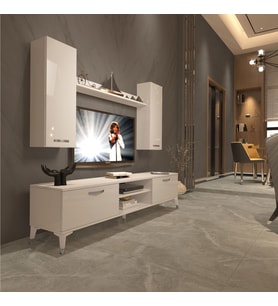 Decoraktiv Eko 7 Slm Dvd Silver Tv Ünitesi Tv Sehpası (Beyaz)