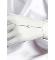 Pirinç Zirkon Taşlı Yonca Model Gümüş Renk Şahmeran