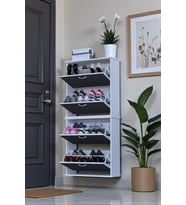 Eliusta Berrak Antrasit 8 Bölmeli Ayakkabılık 72 cm Genişlikte Duvara Monte 72x156x26 cm Ayakkabılık