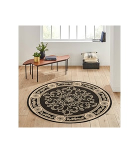 Eliana Home Baskılı, Yıkanabilir Kaymaz Taban Yuvarlak Halı LNA7158 120x120 cm (Siyah)
