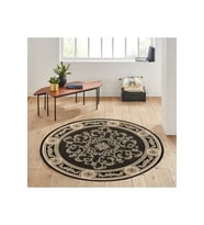 Eliana Home Baskılı, Yıkanabilir Kaymaz Taban Yuvarlak Halı LNA7158 120x120 cm (Siyah)