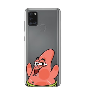 Samsung Galaxy A21S Uyumlu Patrick Star Desenli Şeffaf Telefon Kılıfı
