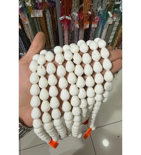 Mercan Taşı - Damla Kesim Parlak Beyaz 13x17mm Doğal Taş Dizi
