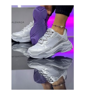 Urban Motion Siyah Beyaz Kalın Taban Gümüş Rengi Sneaker (Gri)