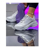 Urban Motion Siyah Beyaz Kalın Taban Gümüş Rengi Sneaker (Gri)