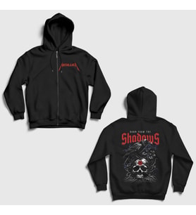 Presmono Unisex Siyah Born From The Shadows Sırt Baskılı Fermuarlı Kapüşonlu Sweatshirt 516100tt