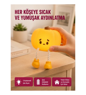 Mey İthalat® Pumpkin LED Night Light Dokunmatik Şarjlı Silikon Gece Lambası Yeni Nesil