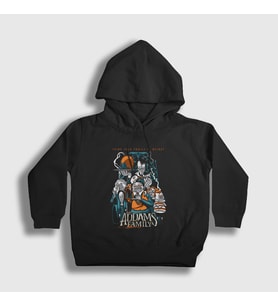 Presmono Unisex Çocuk Siyah Poster Wednesday Addams Family Addams Ailesi Kapüşonlu Sweatshirt 365928tt