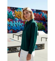 Kadın Polo Yaka Düşük Kol Düğmeli Selanik Triko Regular Kalıp Sweatshirt Fonksiyonel Rahat