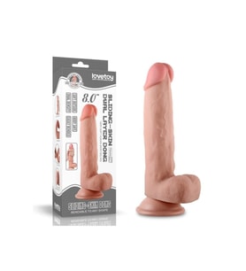 Sliding Skin Vantuzlu Realistik Çift Katmanlı Dildo - Ten Rengi