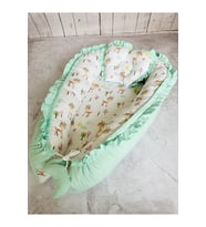 Baby Nest Geyik Fırfırlı Ortopedik Çift Taraflı Bebek Yatağı Anne Yanı Bebek Yatağı