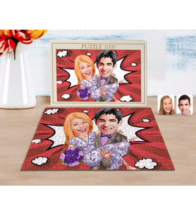 BK Gift Kişiye Özel Sevgililer Karikatürlü 1000 Parça Profesyonel Puzzle-56