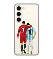 Samsung Galaxy S23 Uyumlu Lionel Messi ve Cristiano Ronaldo Desenli Şeffaf Telefon Kılıfı