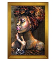 Kadın Motifli Kanvas Tablo 80 x 110 cm Gold Çerçeve