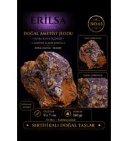 Sertifikalı Doğal Ametist Jeodu Akik Bantlı Kristal Kuvars Kaya Parçası NO63