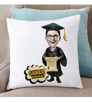 Kişiye Özel Mezun Öğrenci Karikatürlü Yastık