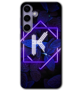 Galaxy S24 Kılıf HD Desen Baskılı Kılıf - Dark Neon Yaprak K Harfi