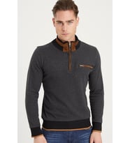 1039 DEWBERRY ERKEK SWEATSHIRT-DESENLİ ANTRASİT