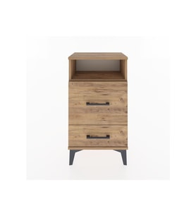 Arges Komodin Tek Raflı 2 Çekmeceli 44x30x80 Çam-Çam