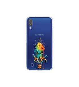 Samsung Galaxy M10 ile uyumlu Splash ahtapot tasarımlı şeffaf silikon kılıf