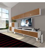Decoraktiv Ekoflex 8 Mdf Gold Tv Ünitesi Tv Sehpası - Beyaz Ceviz (Beyaz - Ceviz)