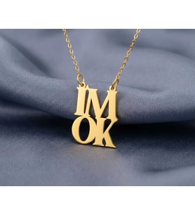 Kişiye Özel 925 Ayar Gümüş Im Ok Yazılı Kolye (Gold)