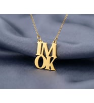Kişiye Özel 925 Ayar Gümüş Im Ok Yazılı Kolye (Gold)