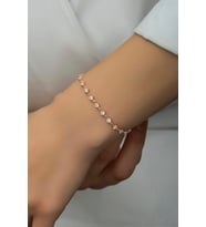 925 Ayar Gümüş Rose Sıralı 3 mm Beyaz Taşlı Bileklik