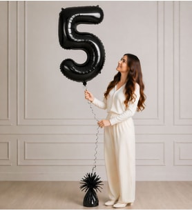 5 Rakamlı Siyah 100 cm Helyum Balon – Folyo Dev Parti Balonu