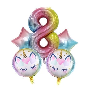 Unicorn 8 Yaş Folyo Balon Set