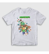Presmono Unisex Çocuk Beyaz All Minecraft T-Shirt 28854tt (Beyaz)