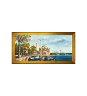 Ortaköy Camii Motifli Kanvas Tablo 80 x 110 cm Gold Çerçeve