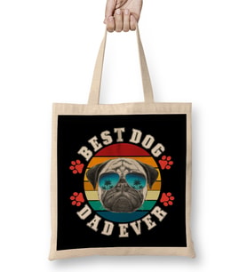 Best Dog Dad Ever Köpek 09 Bez Çanta Uzun Saplı
