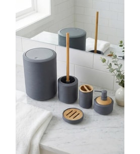 Bambu Detaylı Akrilik Banyo Seti - 5 Parça