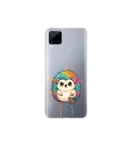 Realme C15 ile Uyumlu Splash Kirpi Tasarımlı Şeffaf Silikon Kılıf
