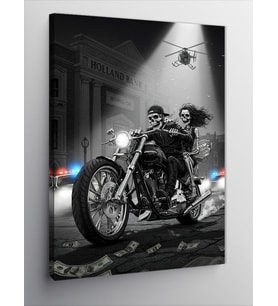 Kanvas Tablo Motosiklet Süren Çift
