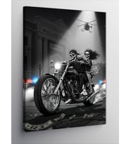 Kanvas Tablo Motosiklet Süren Çift