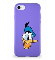 Apple iPhone 7 Soft Premier Kapak Donald Duck-A Tasarımlı Silikon Kılıf - Mor (Şeffaf)