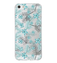 Apple iPhone 5 Uyumlu Kapak Floral Su Yeşili Tasarımlı Şeffaf  Kılıf