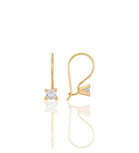 Gümüş rose zirkon çengelli taşlı tek taş küpe  SGTL11632ROSE