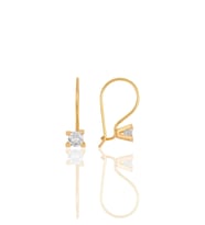 Gümüş rose zirkon çengelli taşlı tek taş küpe  SGTL11632ROSE