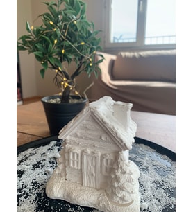 Minimalist Ham Beyaz Dekoratif Kış Evi Tütsülük