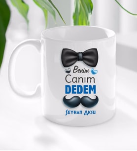 BK Gift Kişiye Özel Canım Dedem Tasarımlı Kupa Bardak-3 (Beyaz)