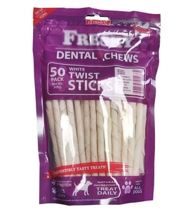 Freshy Dental Chews Twist Sticks Beyaz Burgu Çubuk Köpek Ödülü 50 Adet (STD)